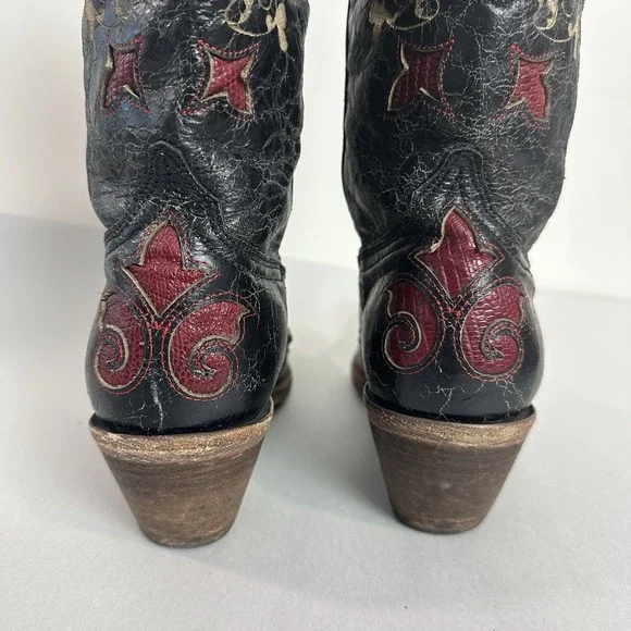Corral Vintage Black Leather Lizard Inlay Cowboy C2115 Boots Womens Size 7.5 - Picture 7 of 16